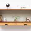 Wall-Mounted Storage Cabinet, Brown Wood, 2 Drawers, Display Shelf, 61 x 46 x 15 cm | Dhan Decor by JKS