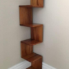 Corner Wall Shelf, 5-Tier Zigzag Design, Wooden Display Storage Unit, Brown | Dhan Decor by JKS