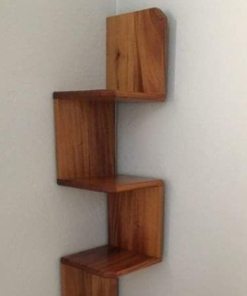 Alternative view of Corner Wall Shelf, 5-Tier Zigzag Design, Wooden Display Storage Unit, Brown | Dhan Decor by JKS