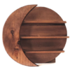 Wooden Moon Shape Wall Shelf, Rustic Brown, 4-Tier Display Rack, Decorative Storage | Dhan Decor by JKS