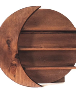 Wooden Moon Shape Wall Shelf, Rustic Brown, 4-Tier Display Rack, Decorative Storage | Dhan Decor by JKS