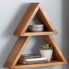 Triangle Wooden Wall Shelf, Rustic Floating Bookshelf, Double Triangle Design, Decorative Display Storage for Books and Plants | Sheesham Wood | Dhan Decor by JKS