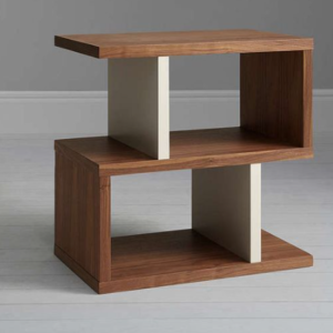Modern S-Shaped Side Table, 2-Tier Display Shelf, Walnut and Sheesham | Dhan Decor by JKS