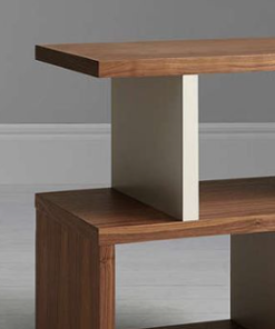 Alternative view of Modern S-Shaped Side Table, 2-Tier Display Shelf, Walnut and Sheesham | Dhan Decor by JKS