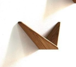 Alternative view of Modern Wooden Wall Hooks, Geometric Bird Design, Set of 4, Brown Sheesham Wood | Dhan Decor by JKS
