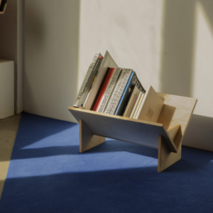 Modern Tilted Wooden Book Display Shelf, Minimalist Desktop Bookstand, Natural | Dhan Decor by JKS