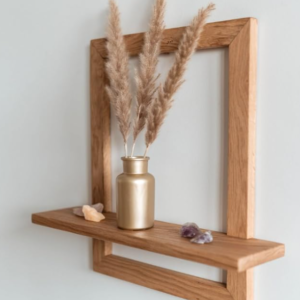 Wooden Wall Shelf with Frame Design, Decorative Floating Display Shelf for Living Room and Entryway | Dhan Decor by JKS
