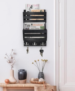 Wooden Wall-Mounted Shelf - Metal Keyhole Hangers, Deep Shelf, Premium Metal Double Hooks | Dhan Decor by JKS