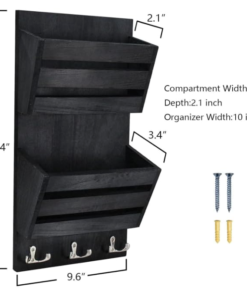 Alternative view of Wooden Wall-Mounted Shelf - Metal Keyhole Hangers, Deep Shelf, Premium Metal Double Hooks | Dhan Decor by JKS