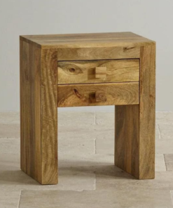 Alternative view of Dhan Decor Solid Wood Bedside Table with Two Drawers - Handcrafted Nightstand for Bedroom