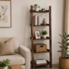 Dhan Decor- Dark Walnut Wooden Display Shelf , Modern Ladder Bookcase Organizer ,Wooden Decorative Storage Rack ,5-Tier Living Room Display Shelf , Handmade Wooden Bookshelf Stand ,Rustic Home Decor Display Unit ,Wooden Plant & Book Storage Shelf ,Space-Saving Ladder Shelf Organizer , Premium Wooden Corner Display Rack ,Wooden Bookshelf